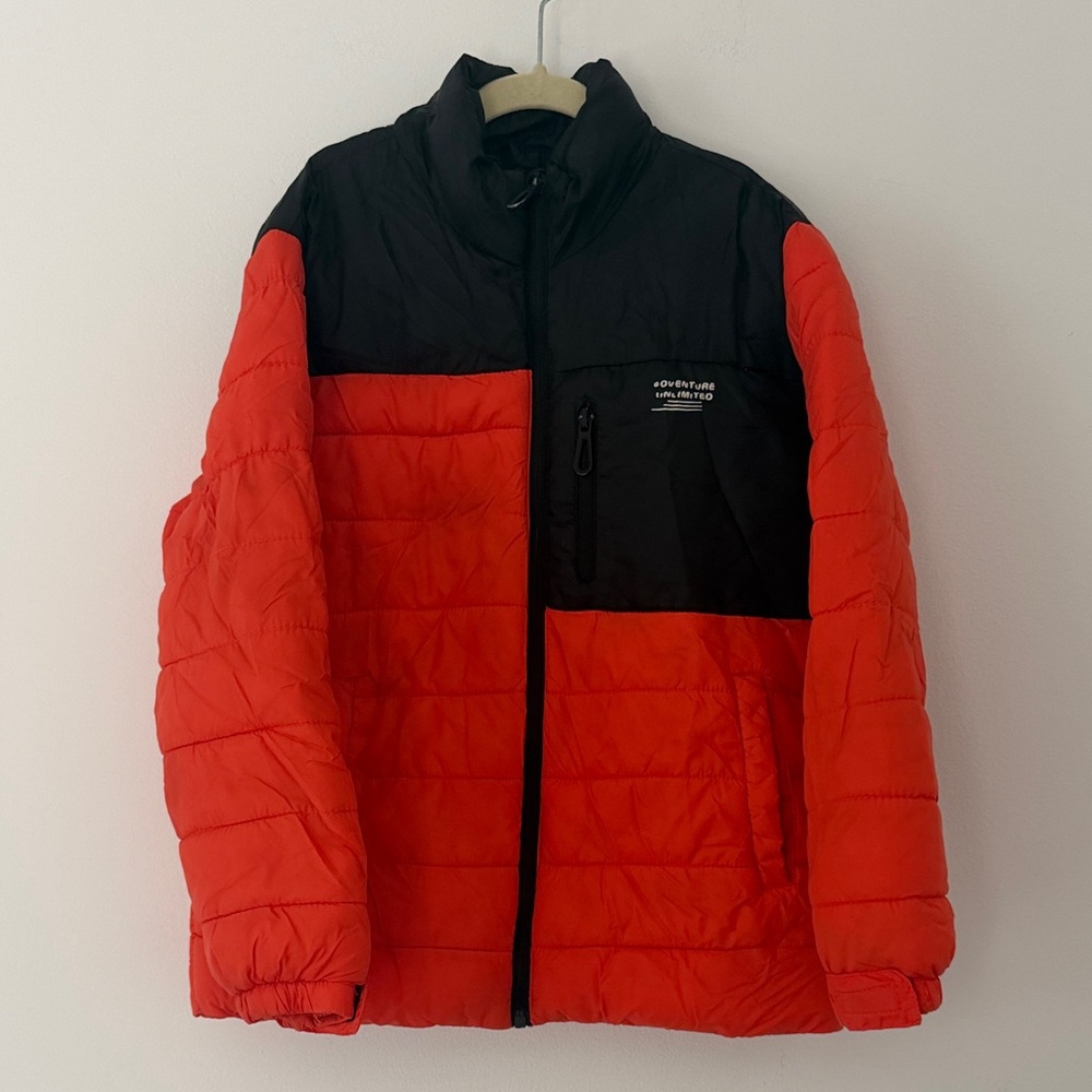 Zara Orange Black Puffer Jacket Lightweight Size 9